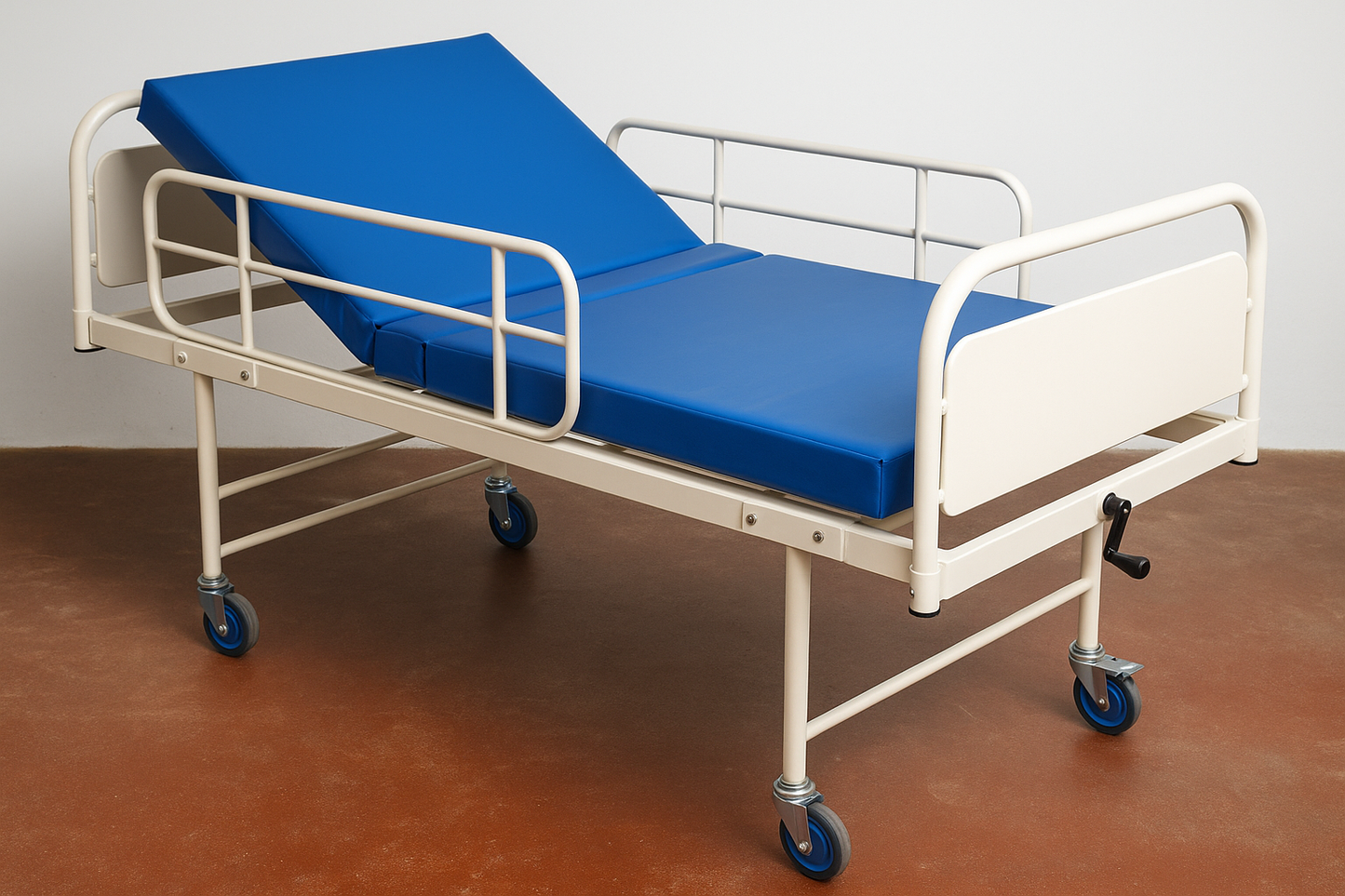 Patient care bed with detachable side rails in India