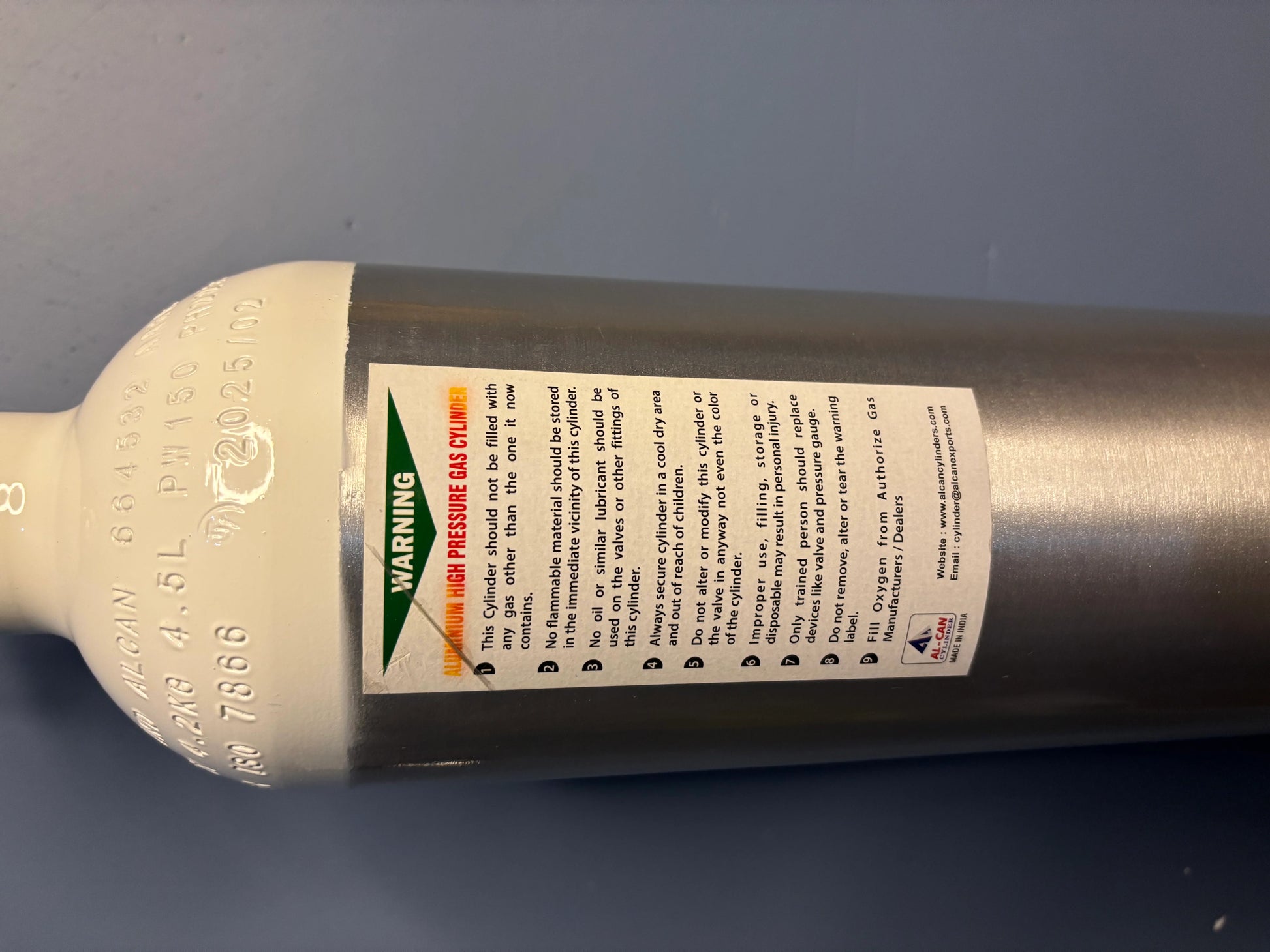 4.5 L Aluminium Oxygen Cylinder with Carry Bag – Extended Use