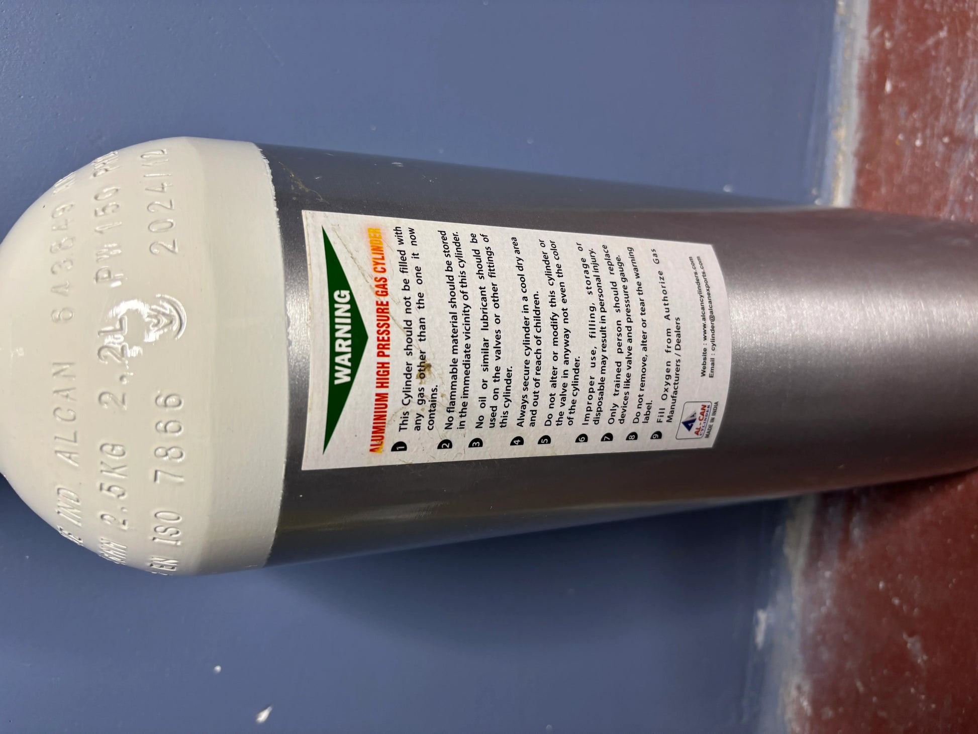 2.2 L Aluminium Oxygen Cylinder with Carry Bag – Portable OxyKit