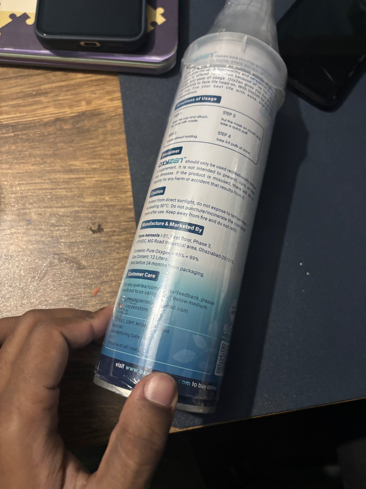 Oxyzen Portable Oxygen Can by Vyom Aerosols | Lightweight Travel Oxygen Support